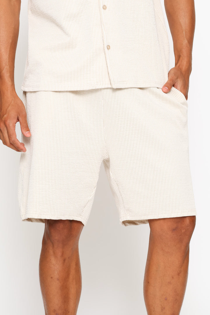 Textured Knit Shorts - Ecru
