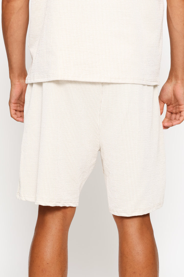 Textured Knit Shorts - Ecru