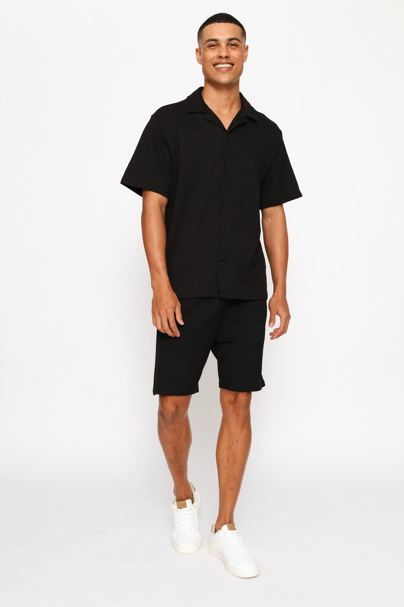 Textured Knit Shirt - Black