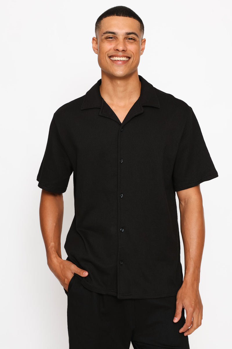 Textured Knit Shirt - Black