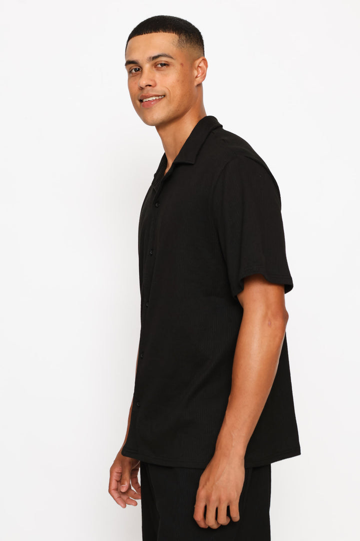 Textured Knit Shirt - Black