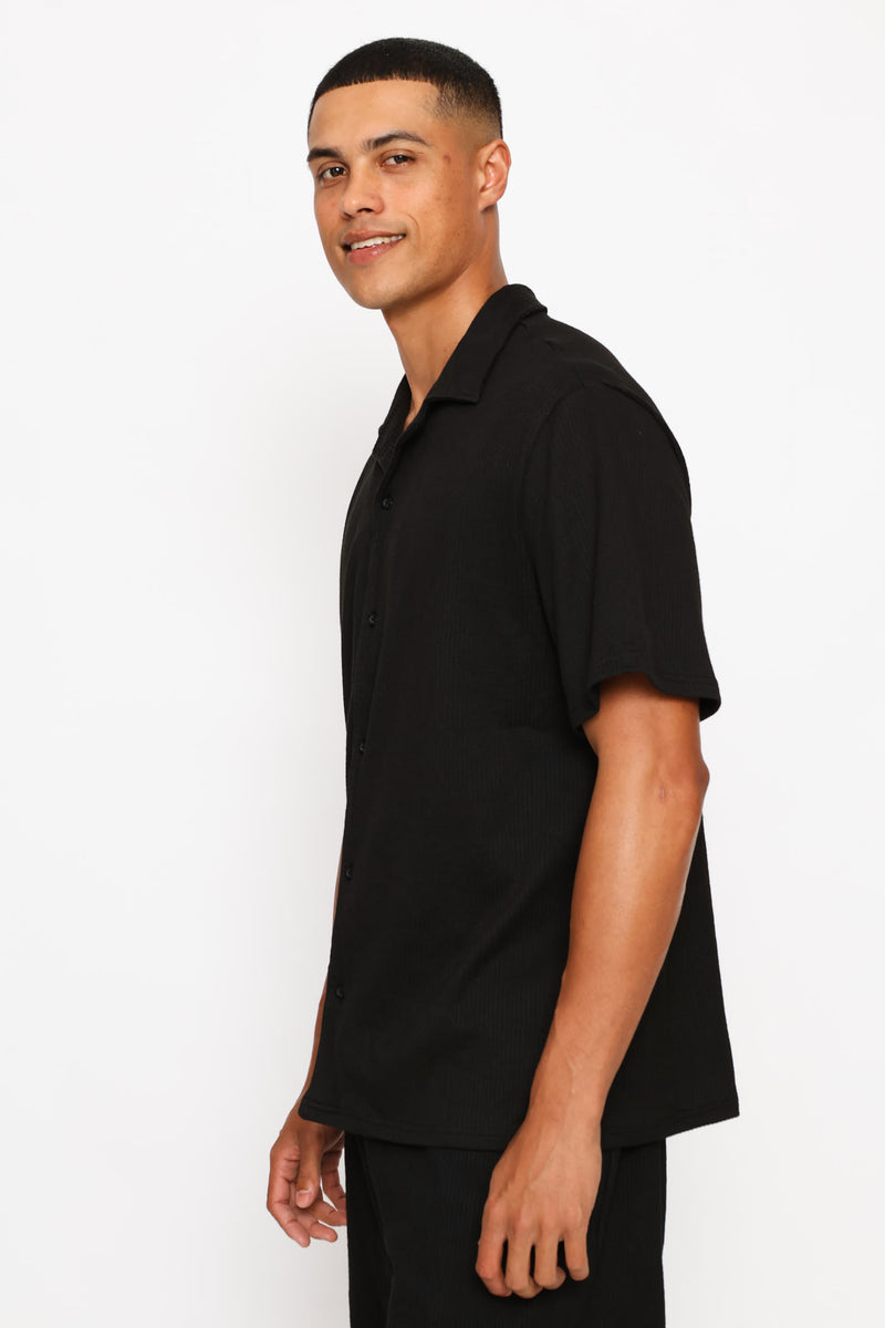 Textured Knit Shirt - Black