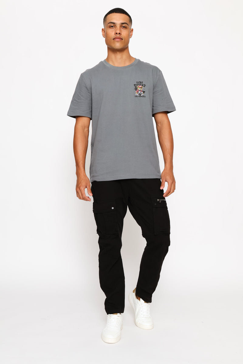 Teddy Front & Back Tee - Dark Grey