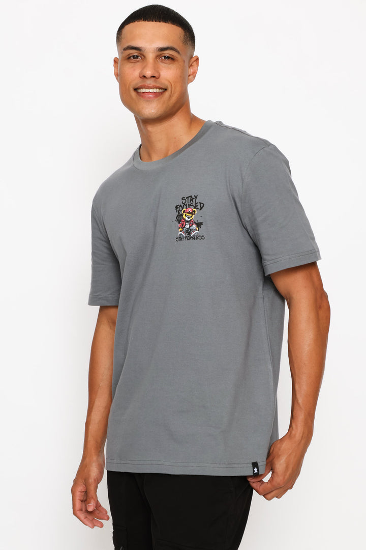 Teddy Front & Back Tee - Dark Grey