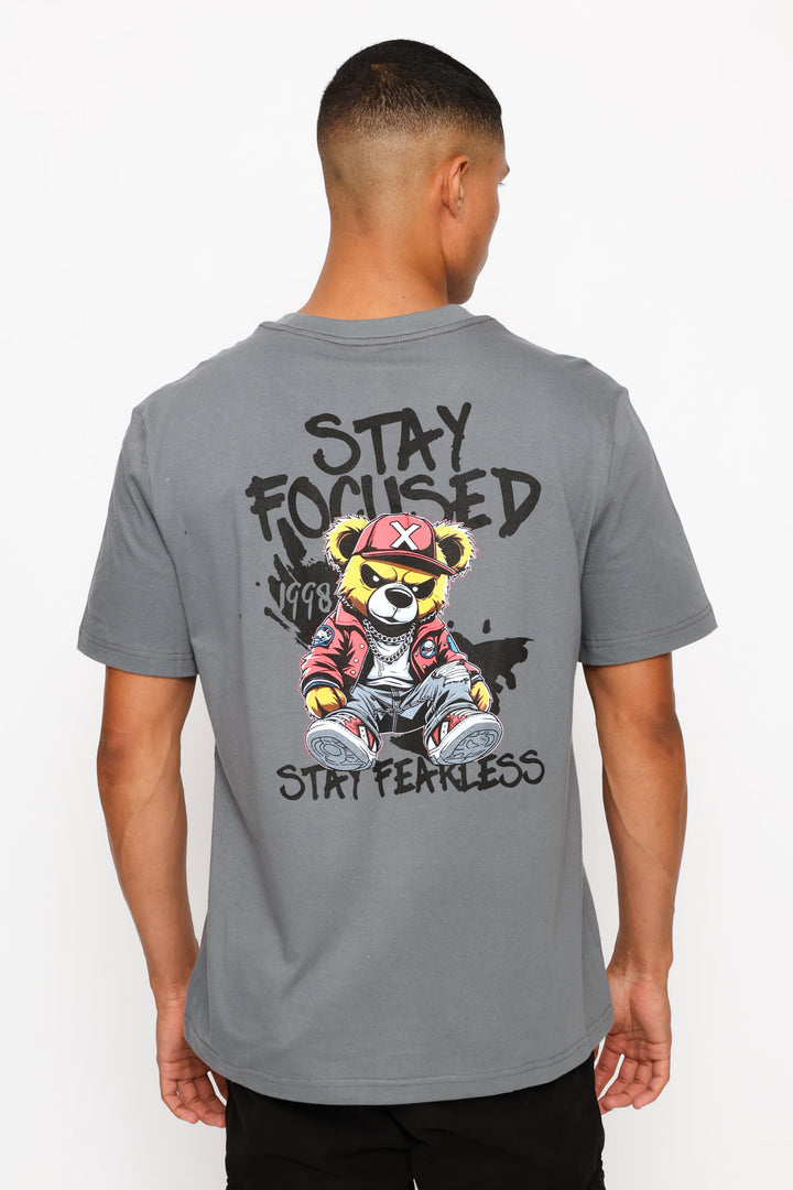 Teddy Front & Back Tee - Dark Grey