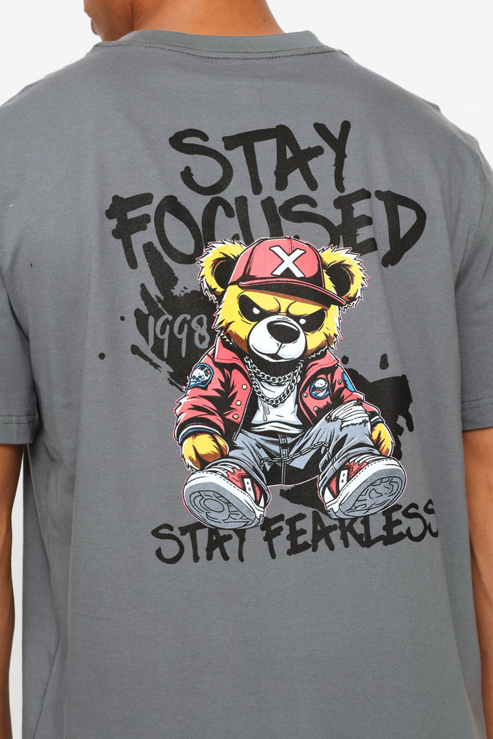 Teddy Front & Back Tee - Dark Grey