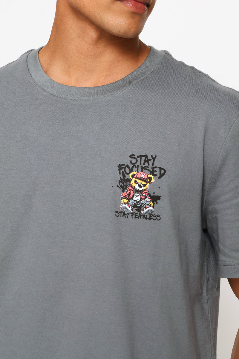Teddy Front & Back Tee - Dark Grey