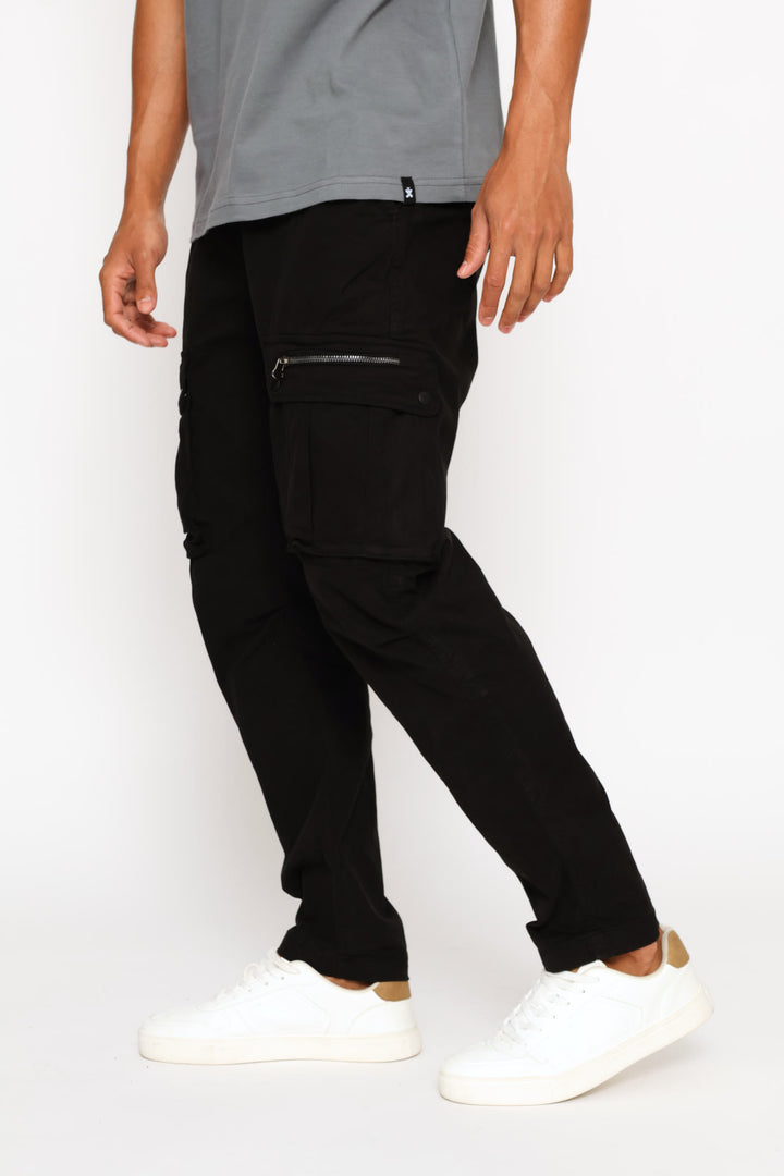 Zip Pocket Detail Cargo Pant - Black