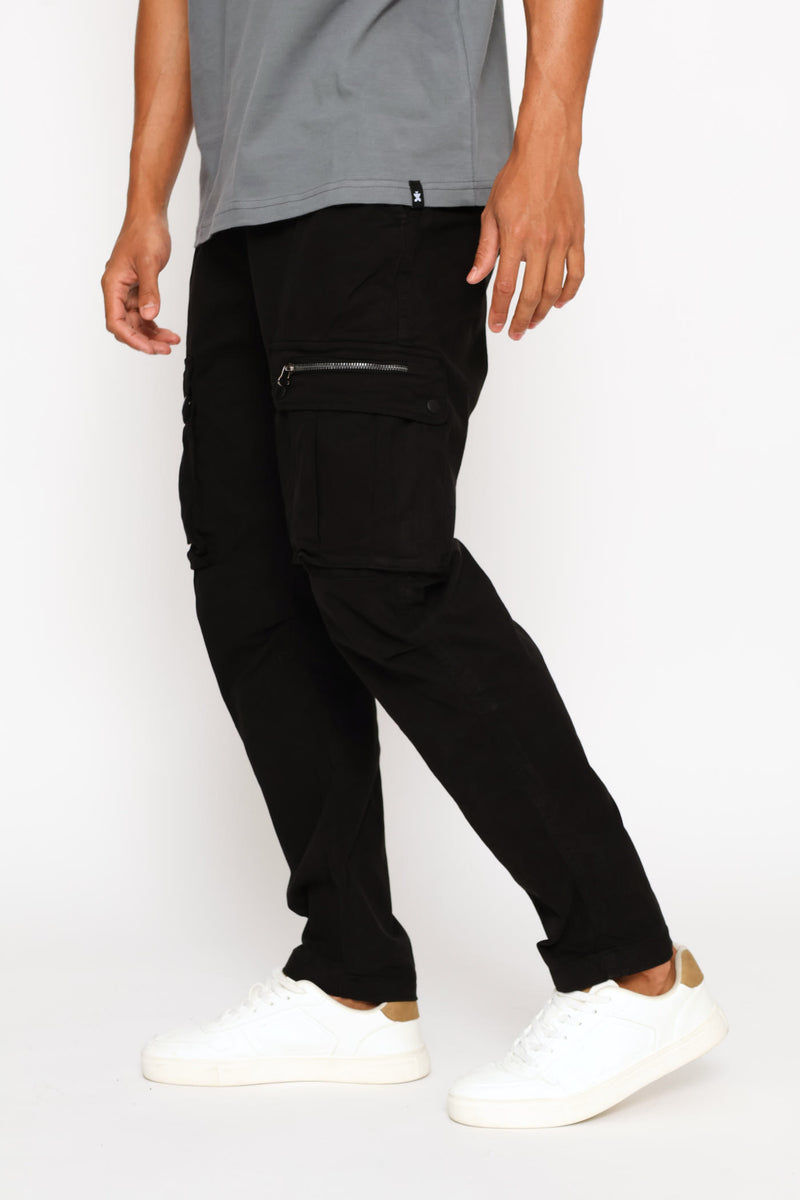Zip Pocket Detail Cargo Pant - Black