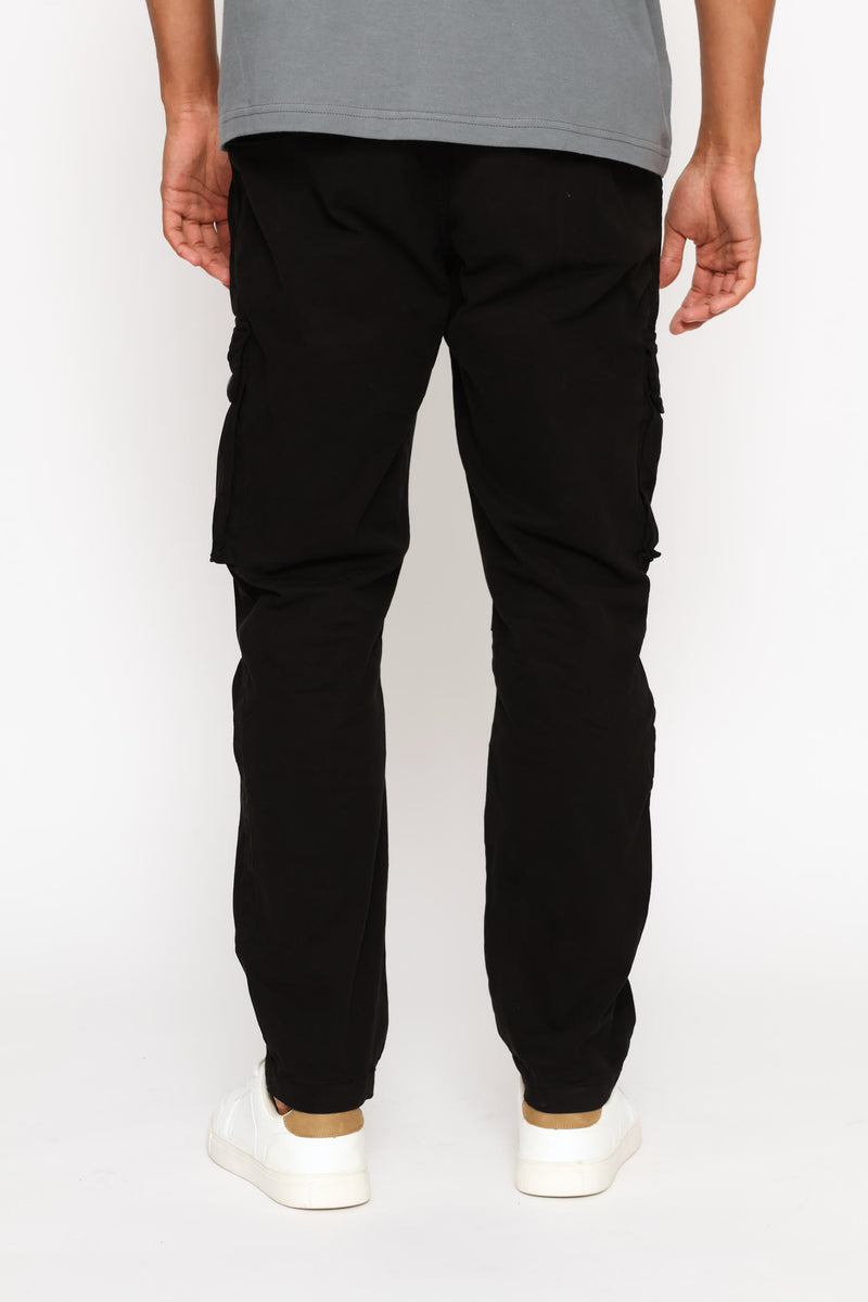 Zip Pocket Detail Cargo Pant - Black