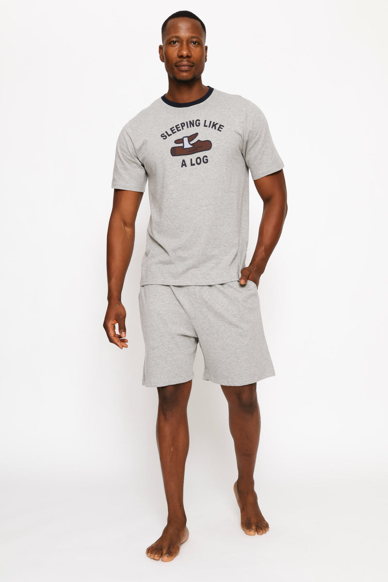 Sleeping Like A Log Slogan Tee - Grey Melange