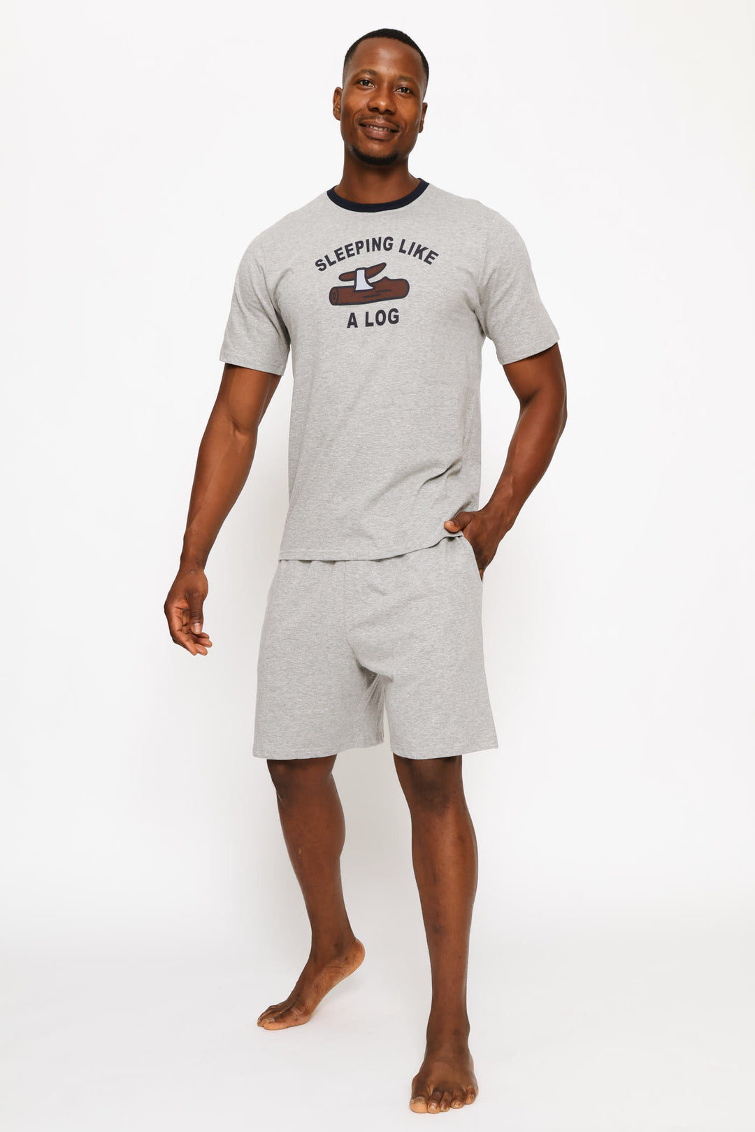 Plain Knit Shorts - Grey Melange