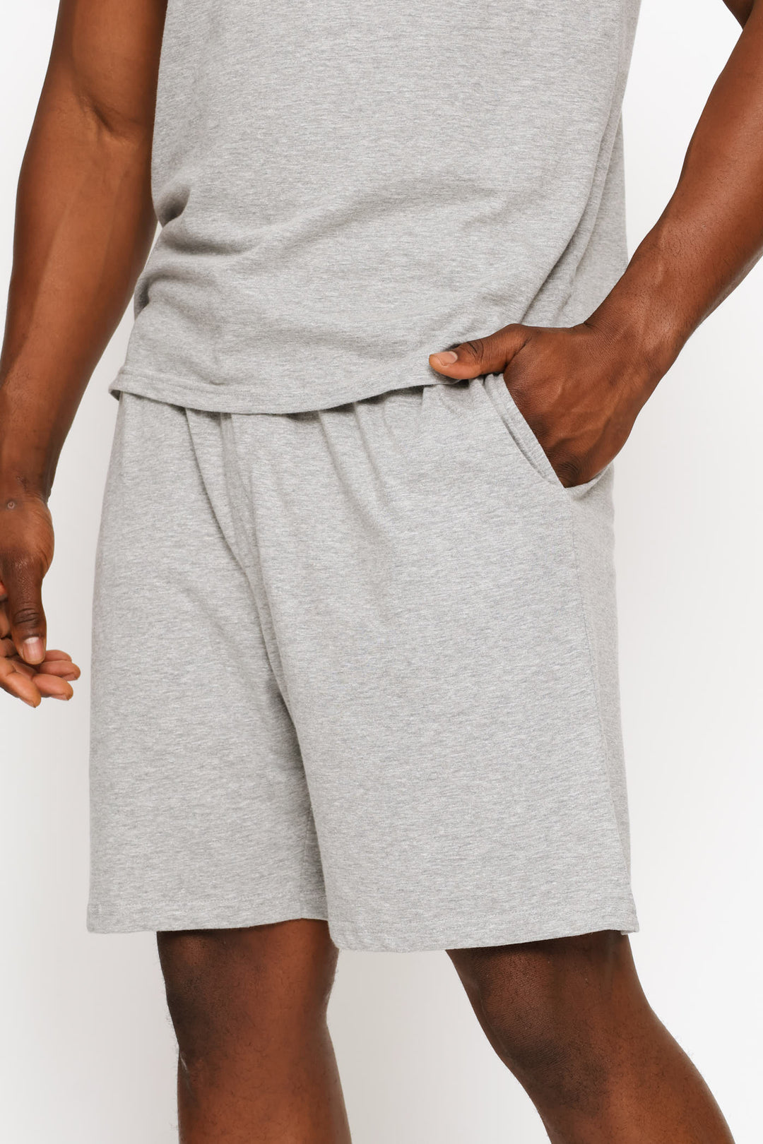 Plain Knit Shorts - Grey Melange