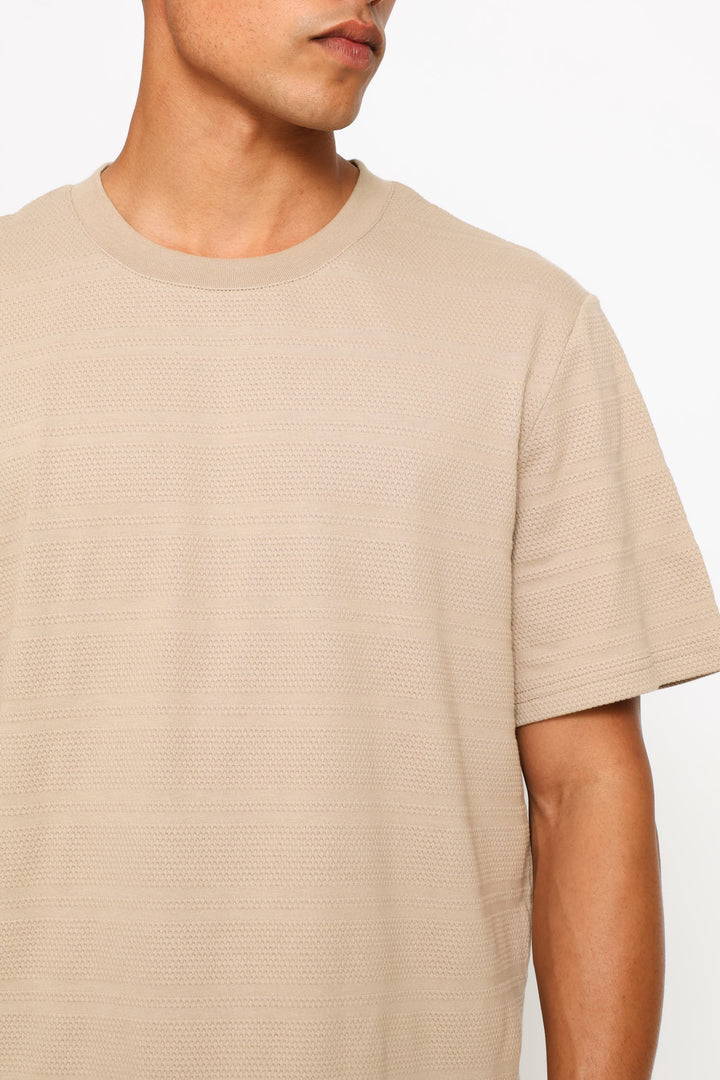 Waffle Crew Tee - Taupe