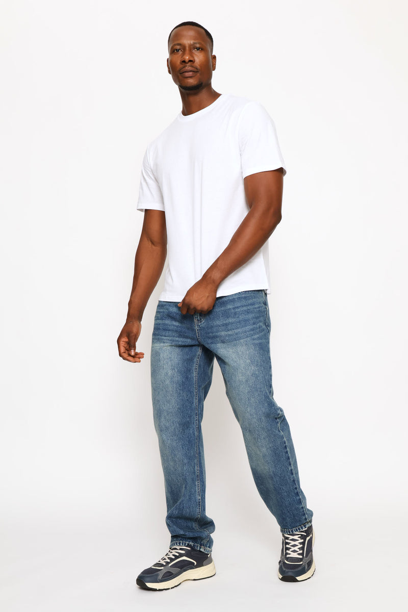 Tea Stain Rigid Straight Denim - Mid Wash