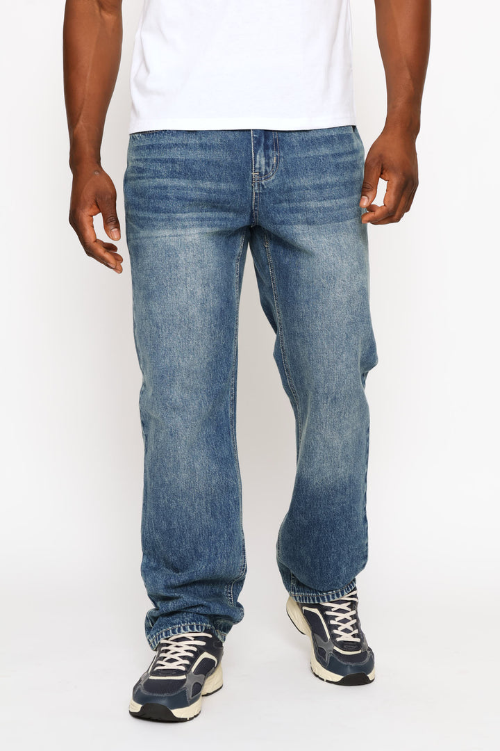Tea Stain Rigid Straight Denim - Mid Wash