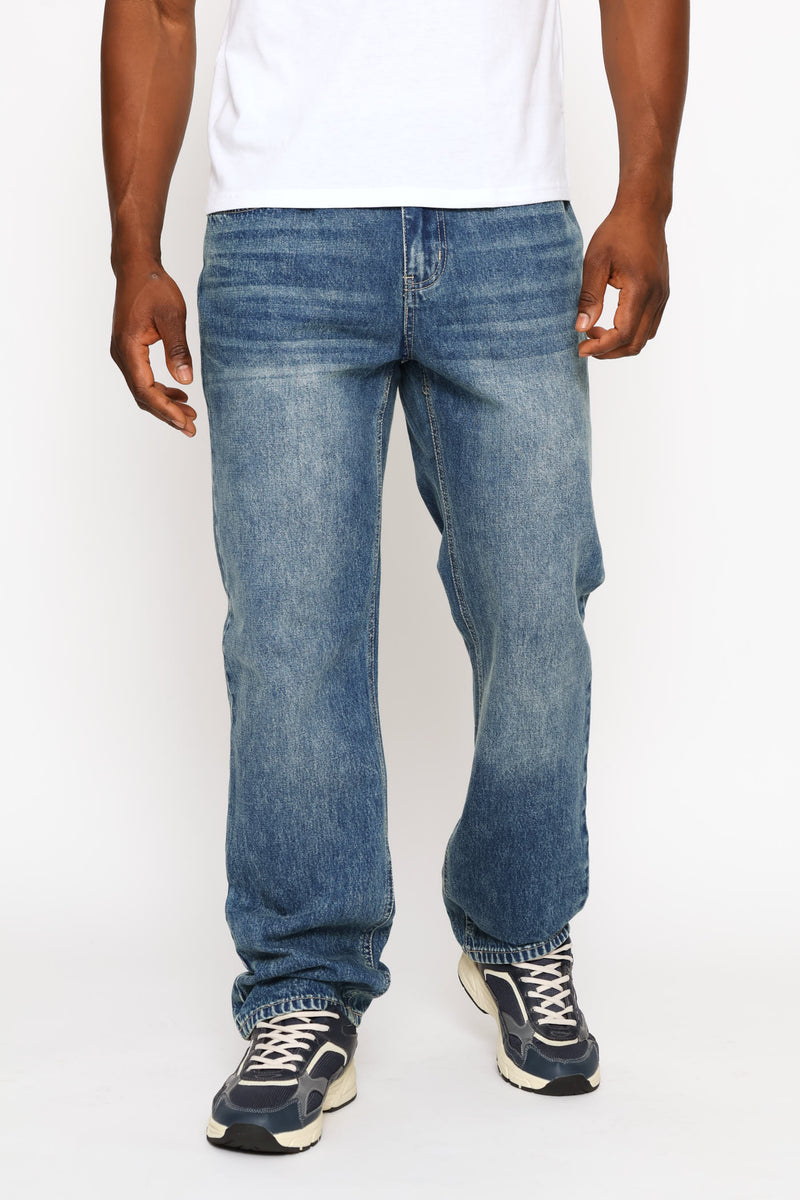 Tea Stain Rigid Straight Denim - Mid Wash