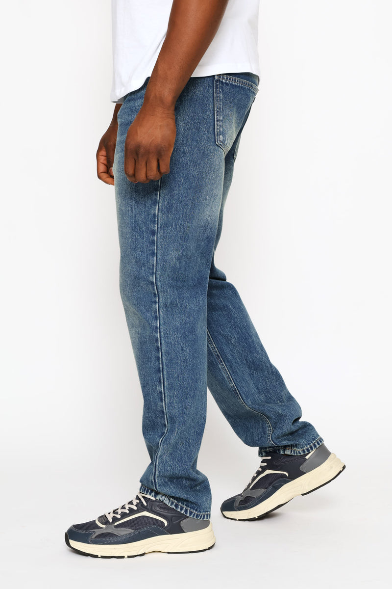 Tea Stain Rigid Straight Denim - Mid Wash