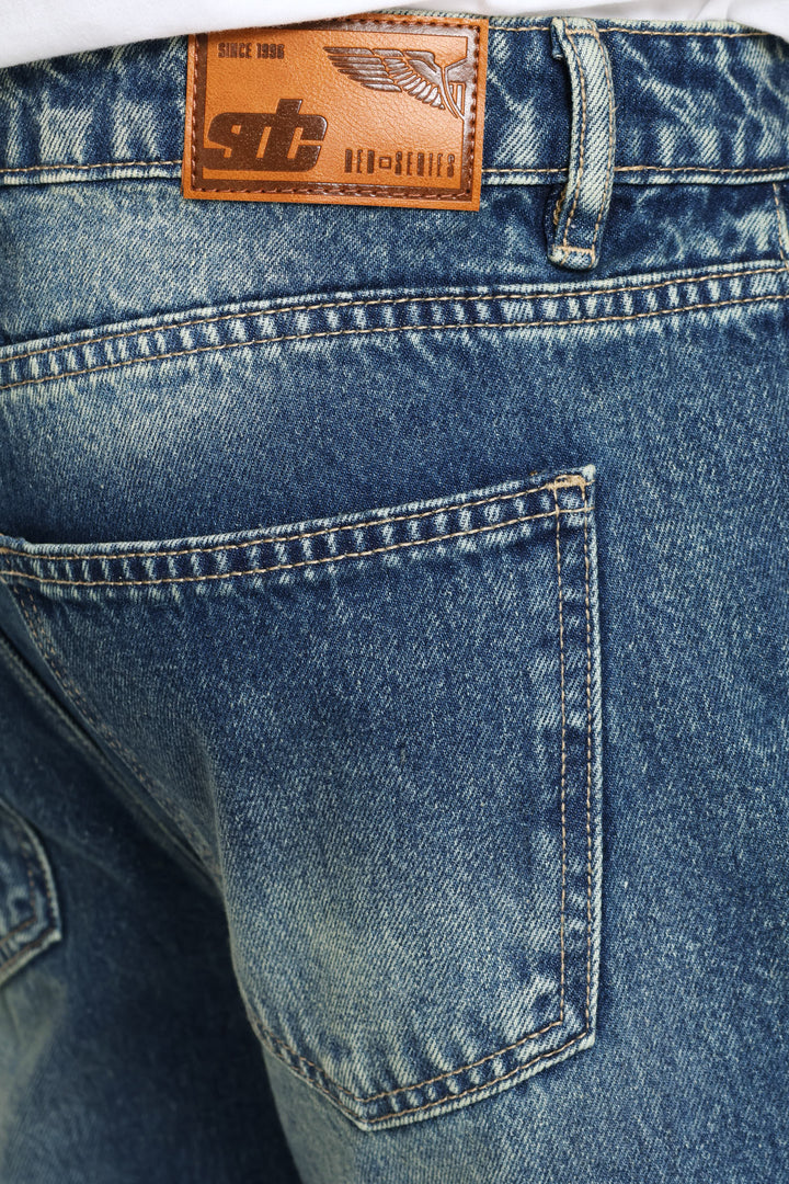 Tea Stain Rigid Straight Denim - Mid Wash