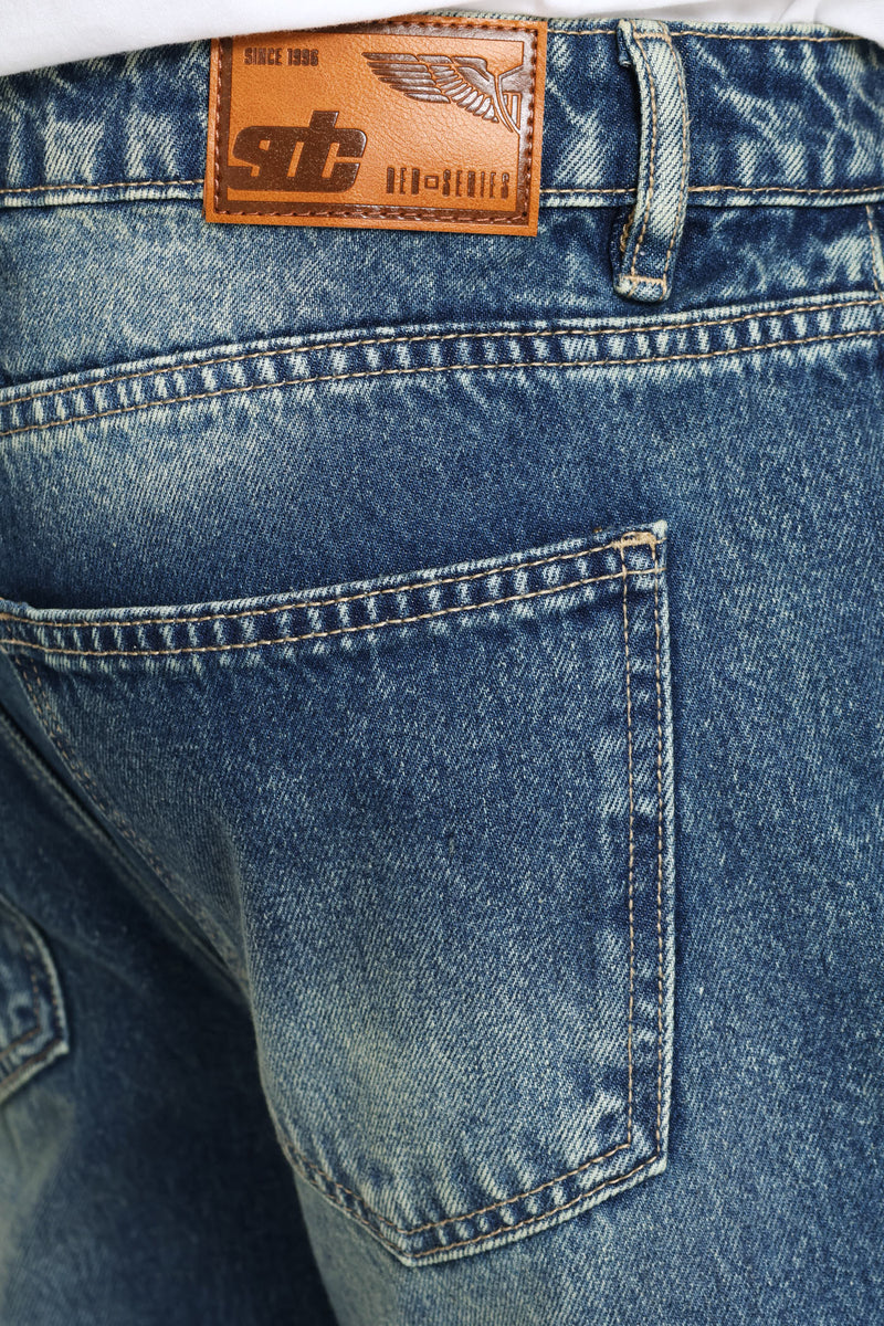 Tea Stain Rigid Straight Denim - Mid Wash