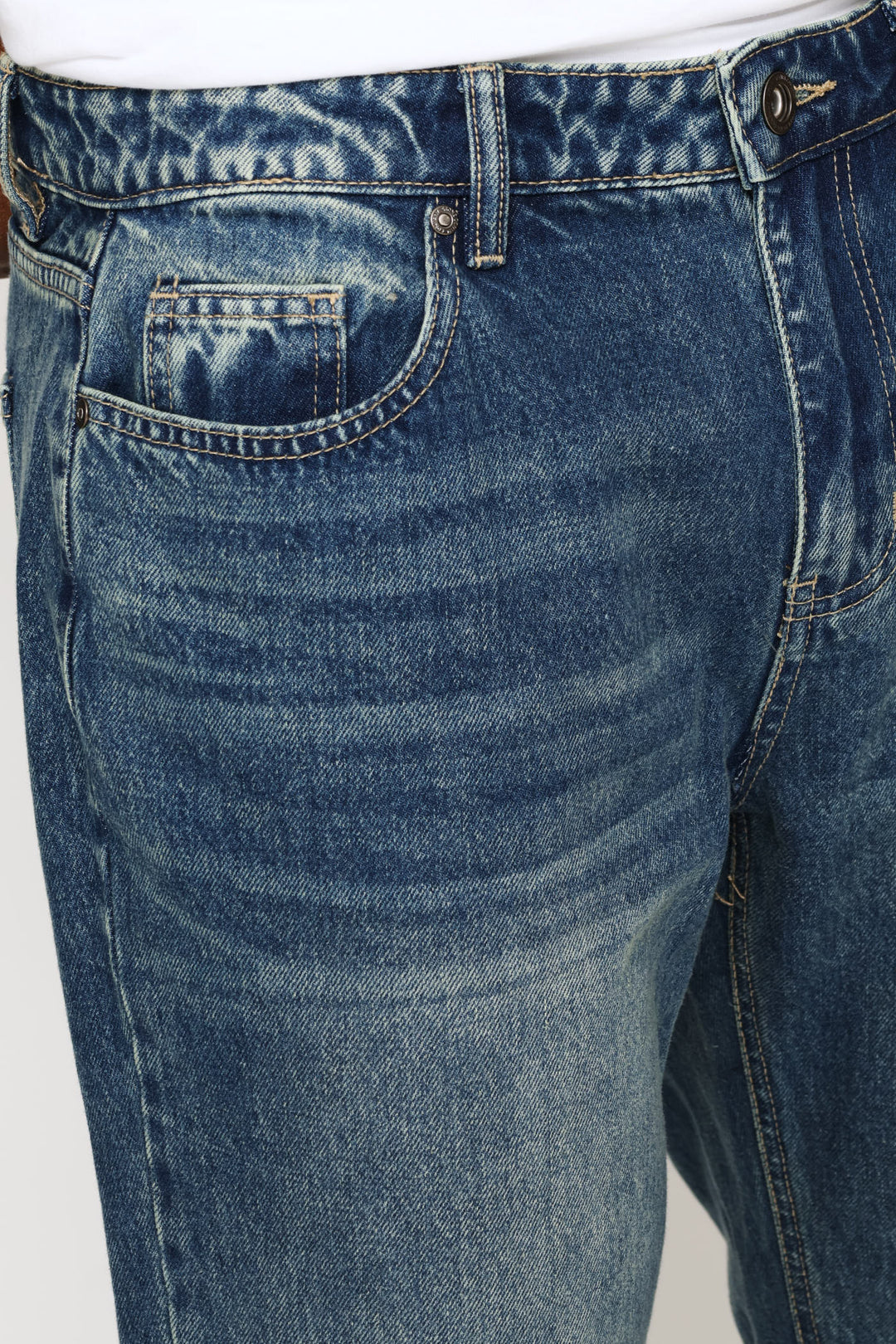 Tea Stain Rigid Straight Denim - Mid Wash