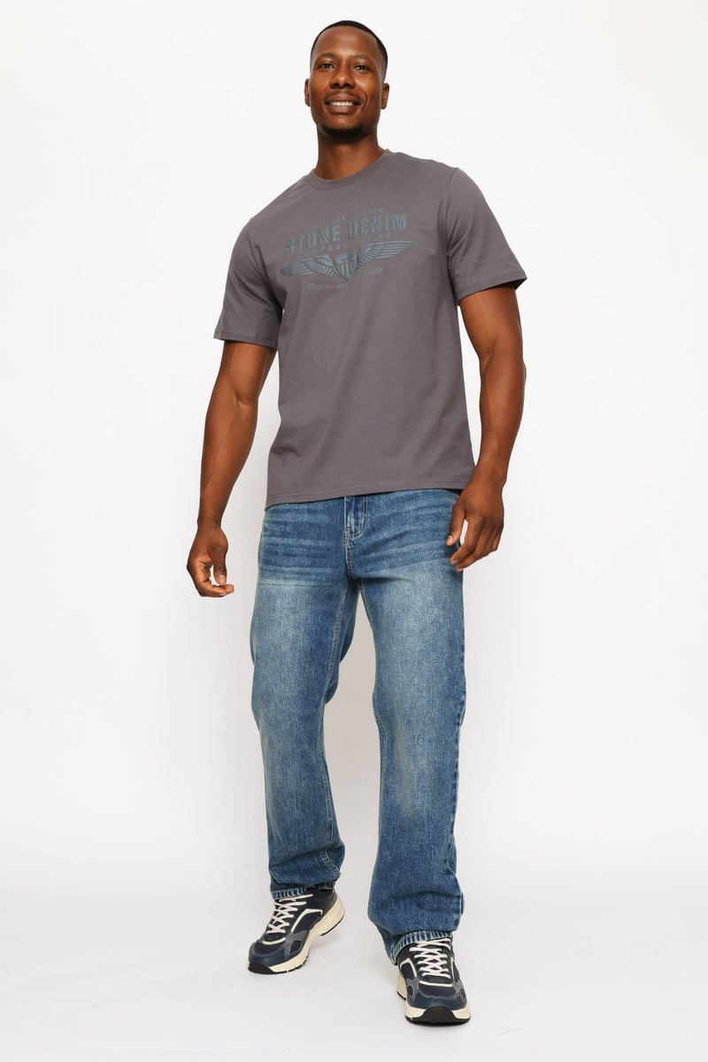 Denim Wings Tee - Charcoal