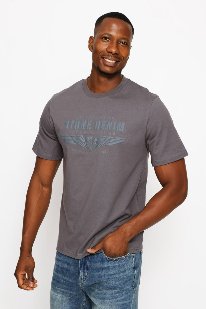 Denim Wings Tee - Charcoal