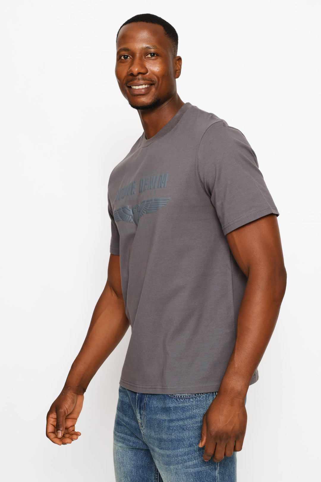 Denim Wings Tee - Charcoal