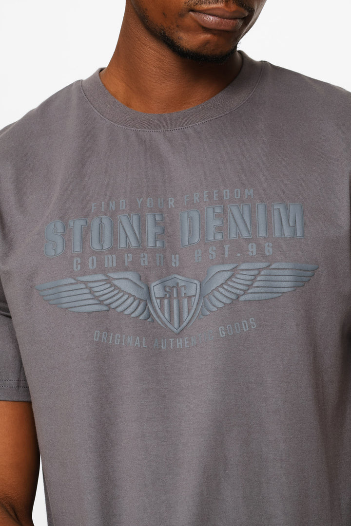 Denim Wings Tee - Charcoal