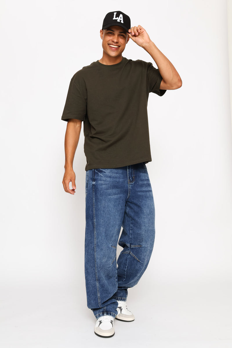 Fleece Boxy Fit Tee - Fatigue