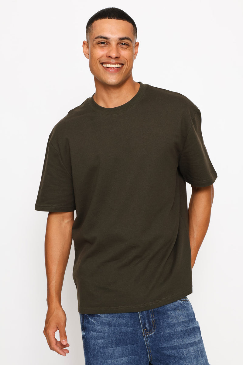 Fleece Boxy Fit Tee - Fatigue