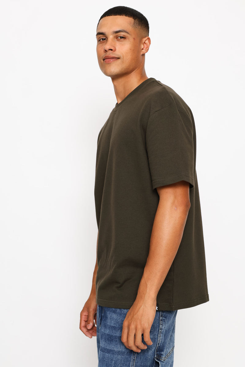 Fleece Boxy Fit Tee - Fatigue