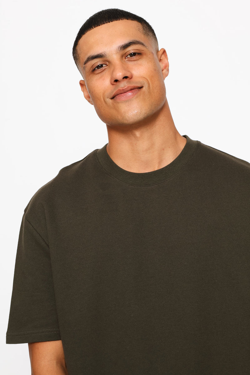 Fleece Boxy Fit Tee - Fatigue