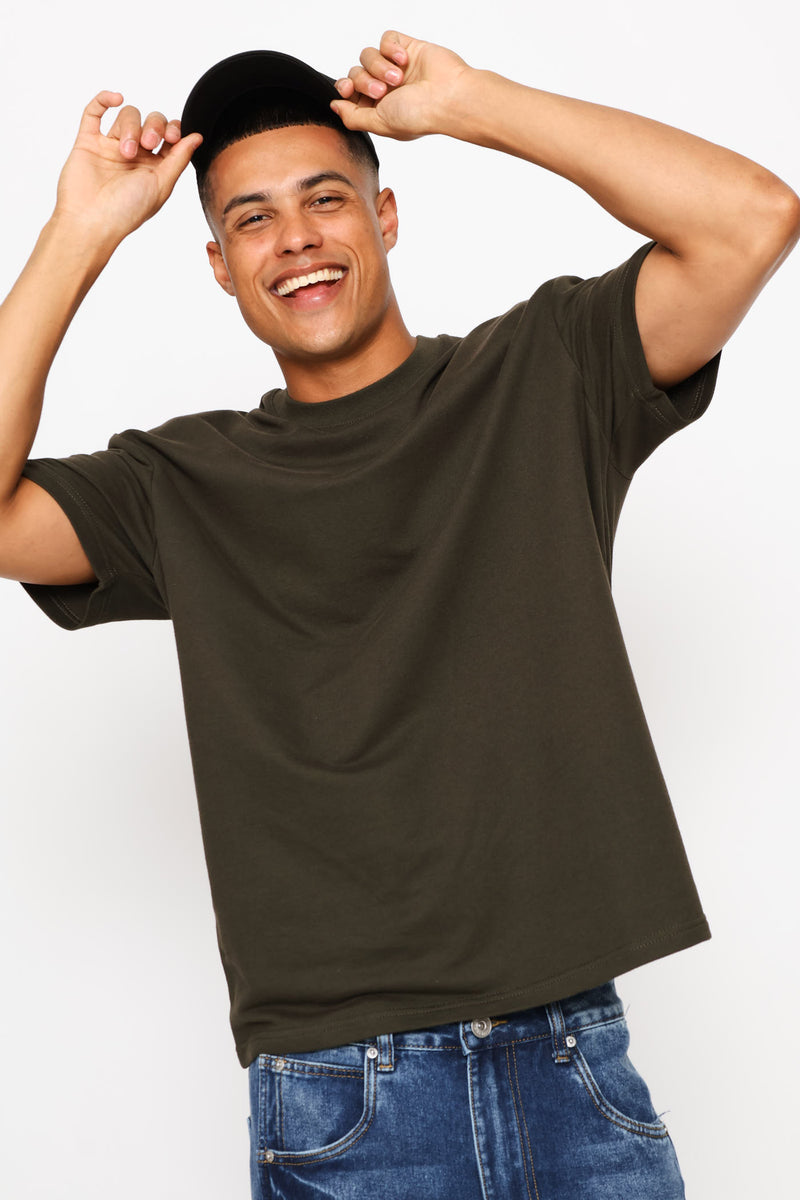 Fleece Boxy Fit Tee - Fatigue