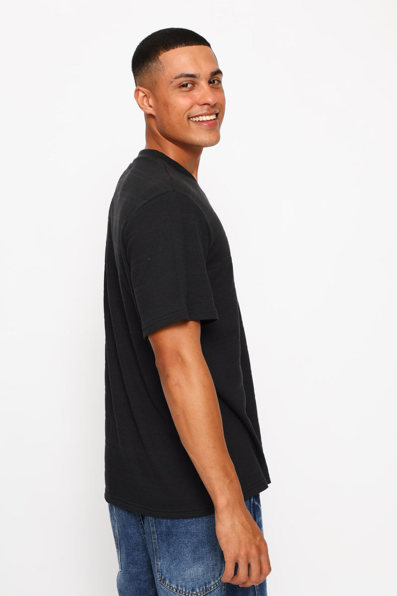 Waffle Crew Tee - Black