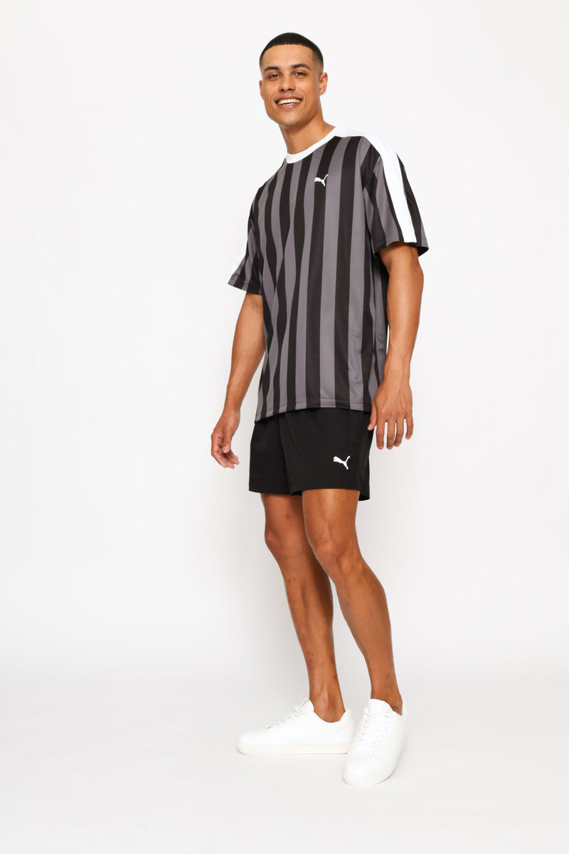 Essential T7 Relaxed Striped Football Jersey - Black