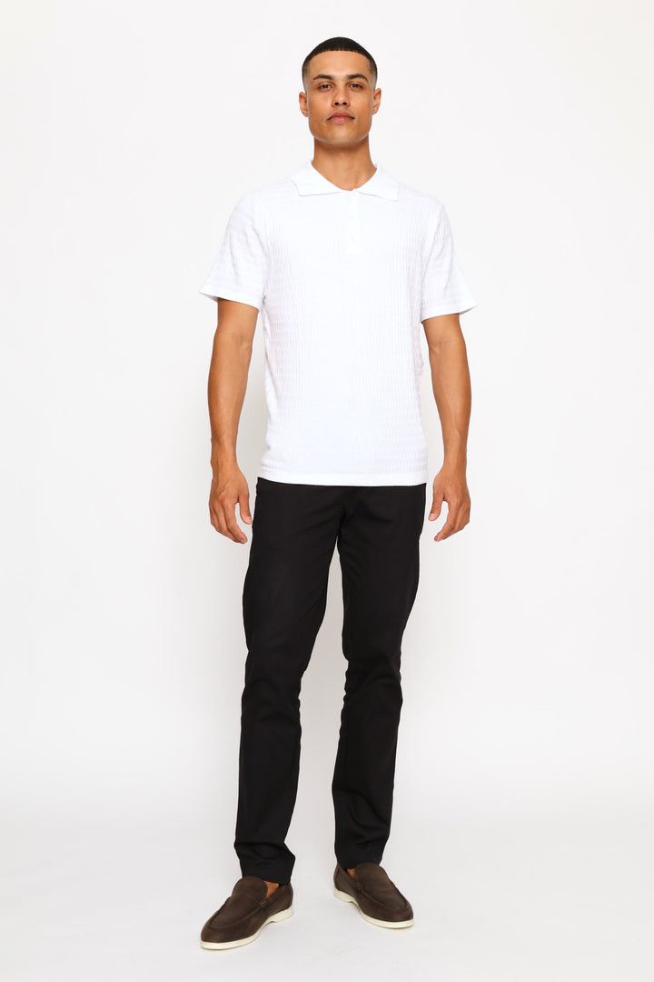 Tonal Textured Quarter Zip - White