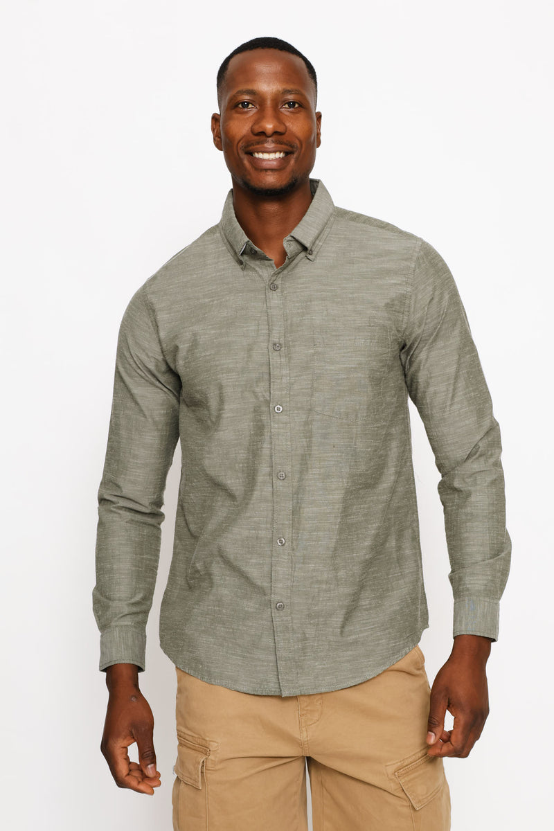 Ringspun Slub Button Shirt - Olive