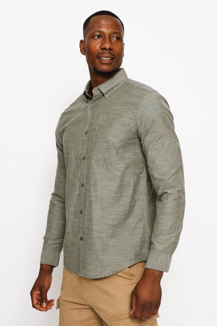 Ringspun Slub Button Shirt - Olive