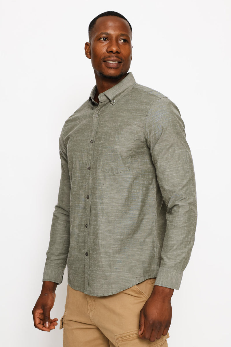 Ringspun Slub Button Shirt - Olive
