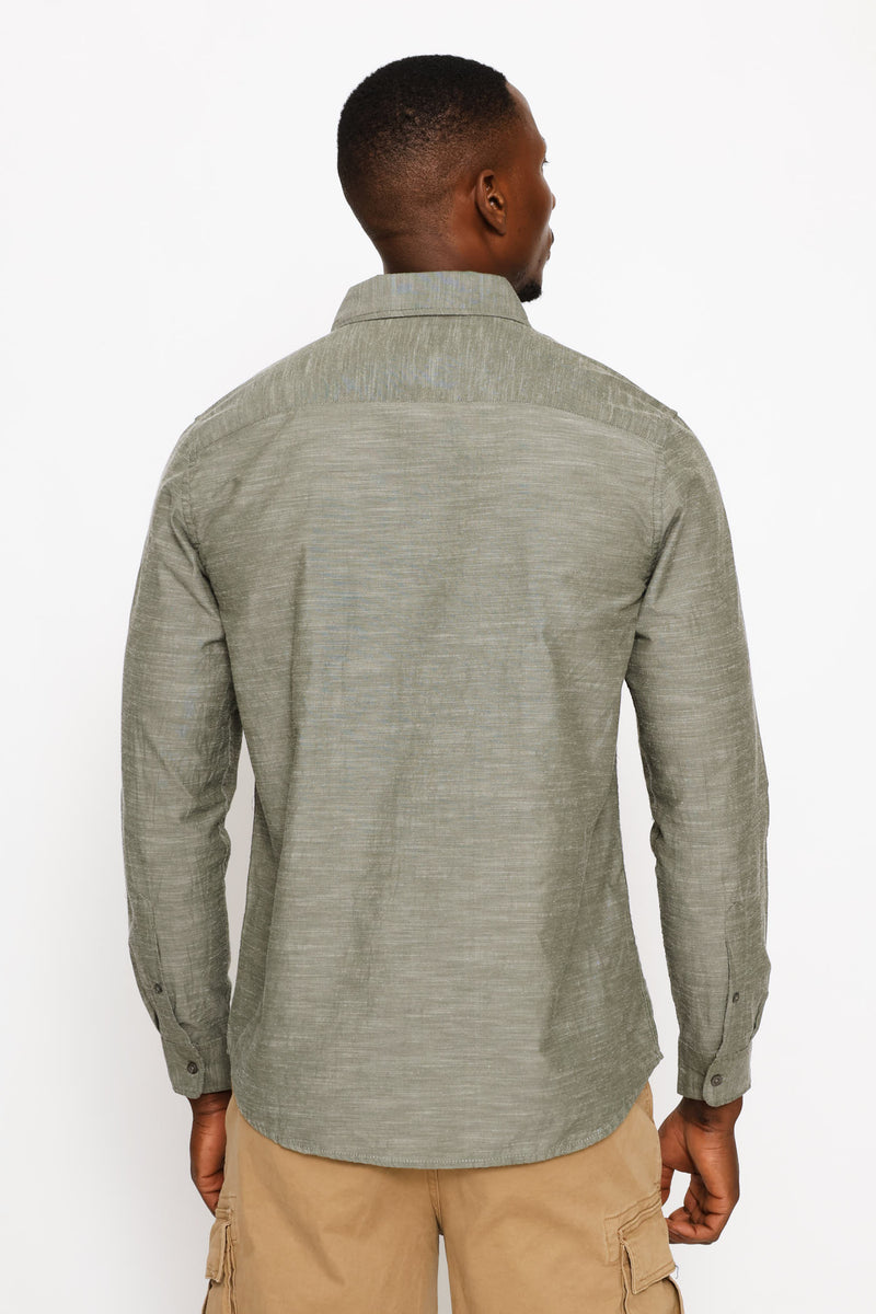 Ringspun Slub Button Shirt - Olive
