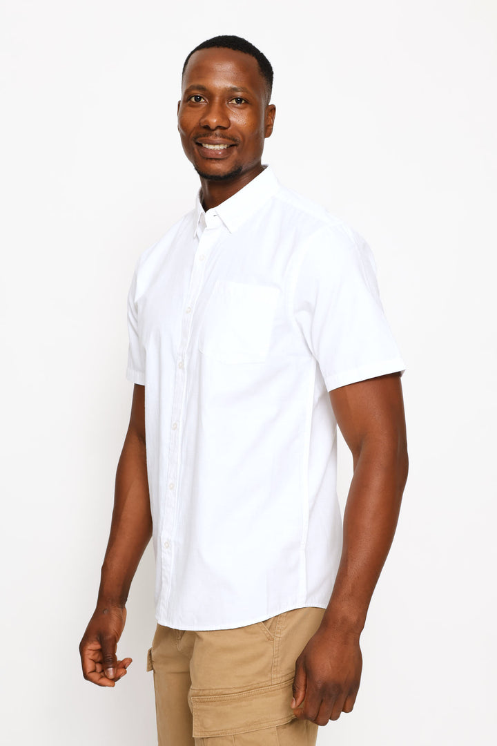 Ringspun Slub Button Down Shirt - White