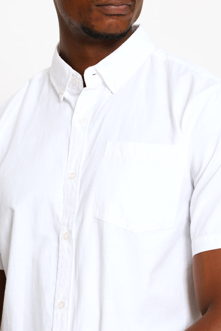 Ringspun Slub Button Down Shirt - White