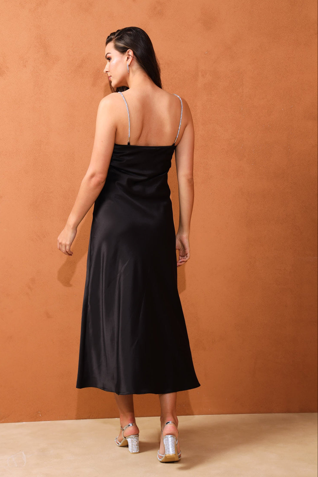 Ruby Maxi Embellished Strap Evening Dress - Black