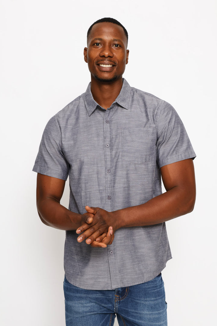 Ringspun Slub Shirt - Navy/White