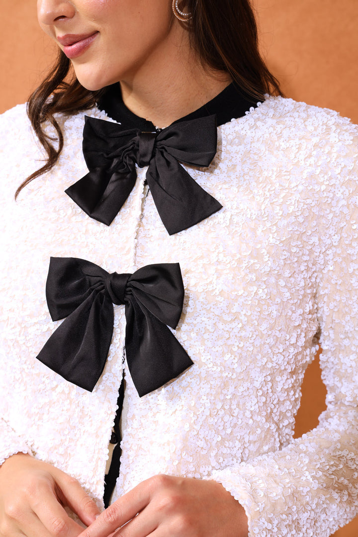 Kate Sequin Jacket - Cream/Black