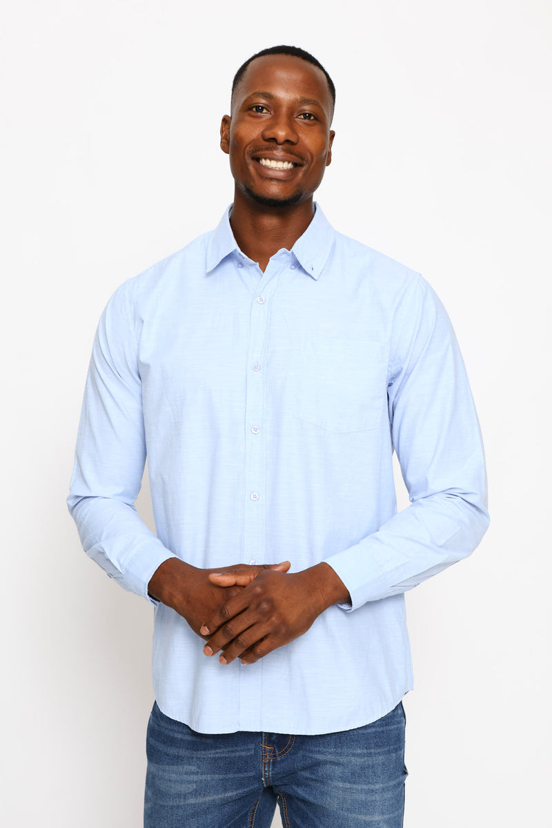 Ringspun Slub Button Shirt - Light Blue