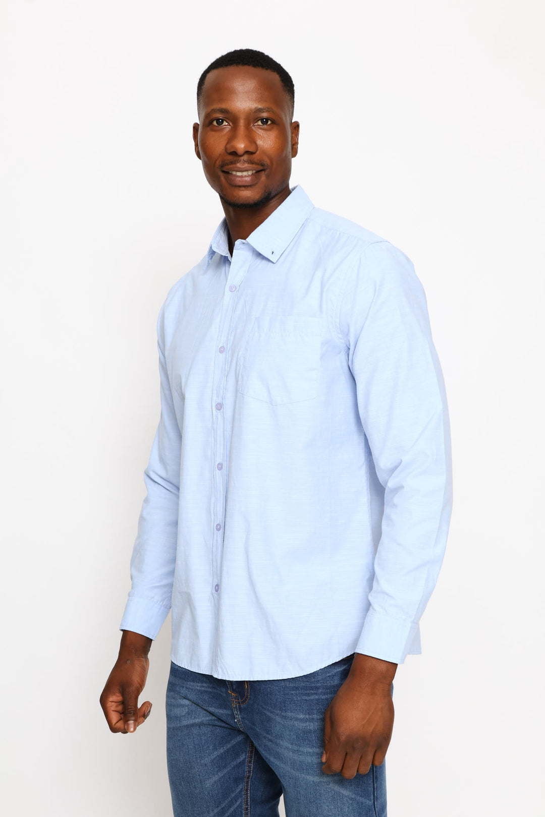 Ringspun Slub Button Shirt - Light Blue
