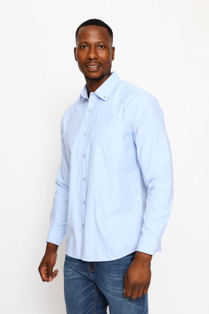 Ringspun Slub Button Shirt - Light Blue