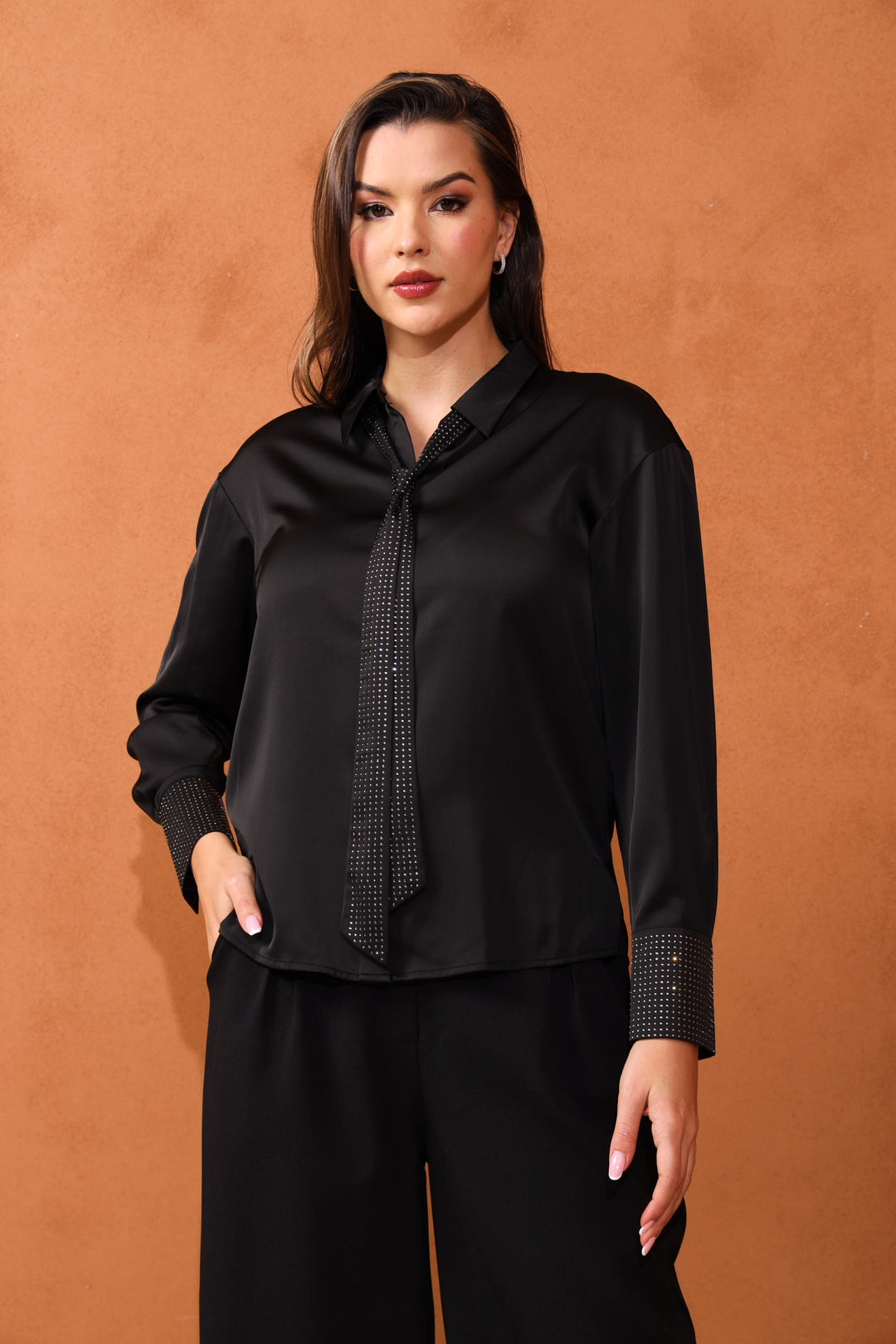 Camilla Diamante Shirt - Black